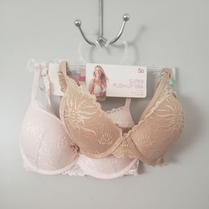 SO Super Push Up Bra (2pk) Lace Pink Tan 34B